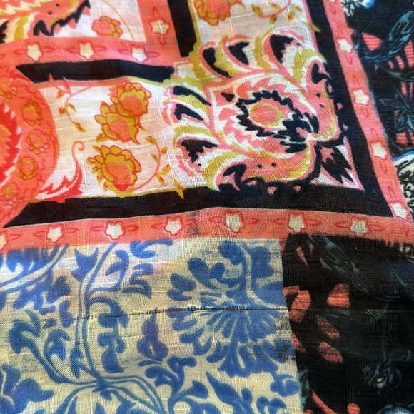 Boho Mixed Multicolored Print Semi Sheer Short Sleeve Open Kimono Jacket OS - Picture 10 of 10